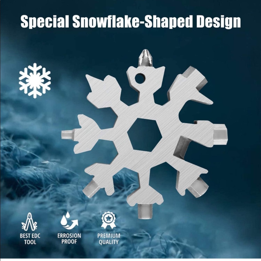 3/$15❤️ BRAND NEW Snowflake Keychain Multi-purpose Tool - Picture 2 of 11